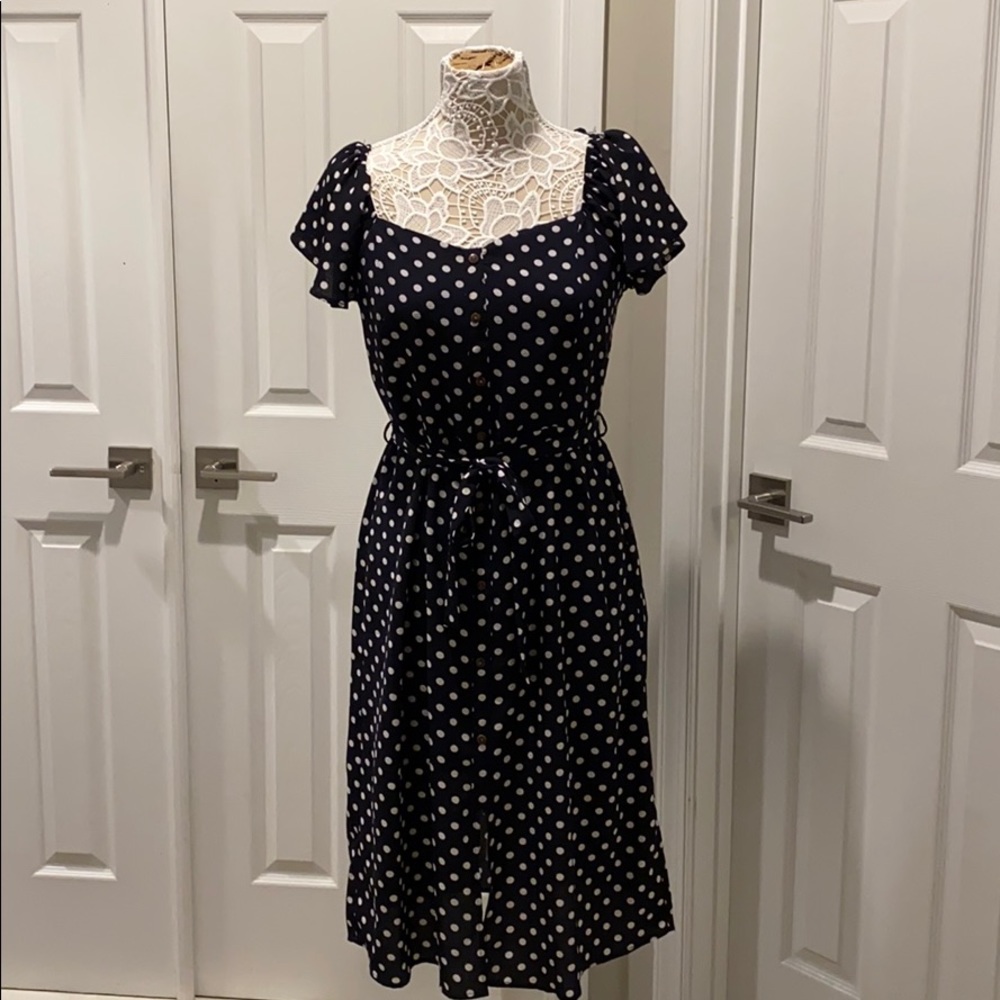 Monteau Black/White Polka Dot Button Dress